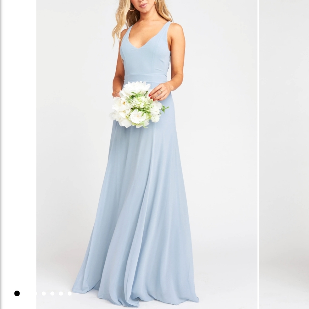 Show Me your MuMu Jenn Maxi Dress Steel Blue Chif - Picture 2 of 6